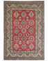 5x7 Red Kuba Afghan Hand Knotted Wool Area Rug